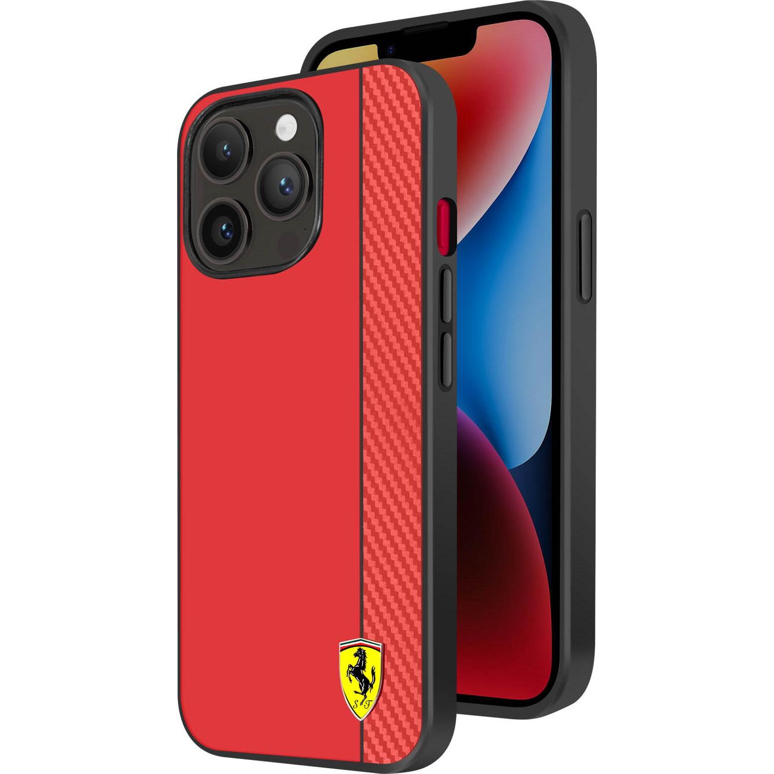 Ferrari H3870 Carbon Case (Apple iPhone 14 Pro Max), Smartphone Hülle, Rot