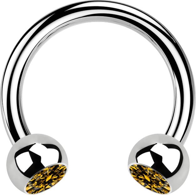 Produktbild Star Piercing Circular Barbell silber mit zwei Kugeln Kristall topaz (Chirurgenstahl 316L, ohne Messing)