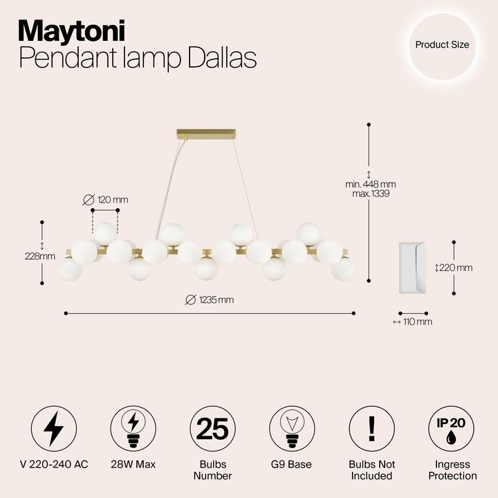 Immagine prodotto Maytoni Luce a sospensione Dallas, Ciondolo 25x G9 Colore oro (G9)