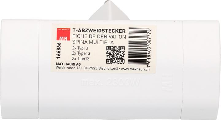 Actual product image Max Hauri Junction plug 2x type 13 3-pin (Type 13, 2 x)