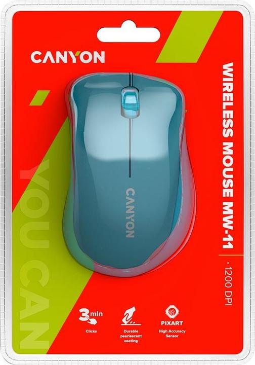 Actual product image Canyon Mouse MW-11 Wireless 3 buttons Pixart Sensor lightblue (Wireless)