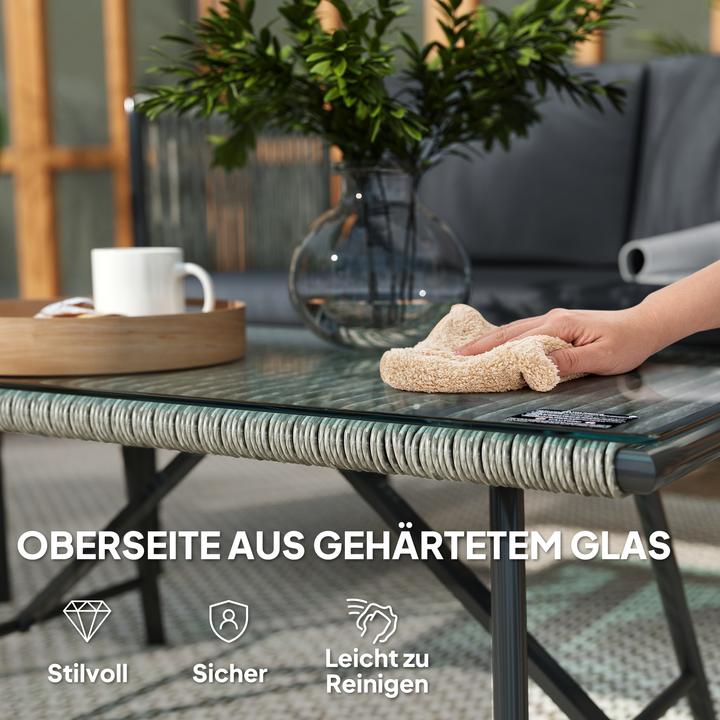 Actual product image Outsunny Rattan Gartenmöbel-Set Stahl, PE-Rattan Grau
