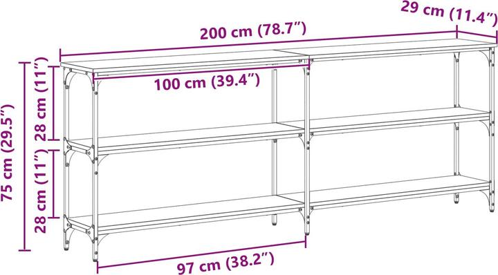 Produktbild vidaXL Konsolentisch (29 x 200 x 75 cm)