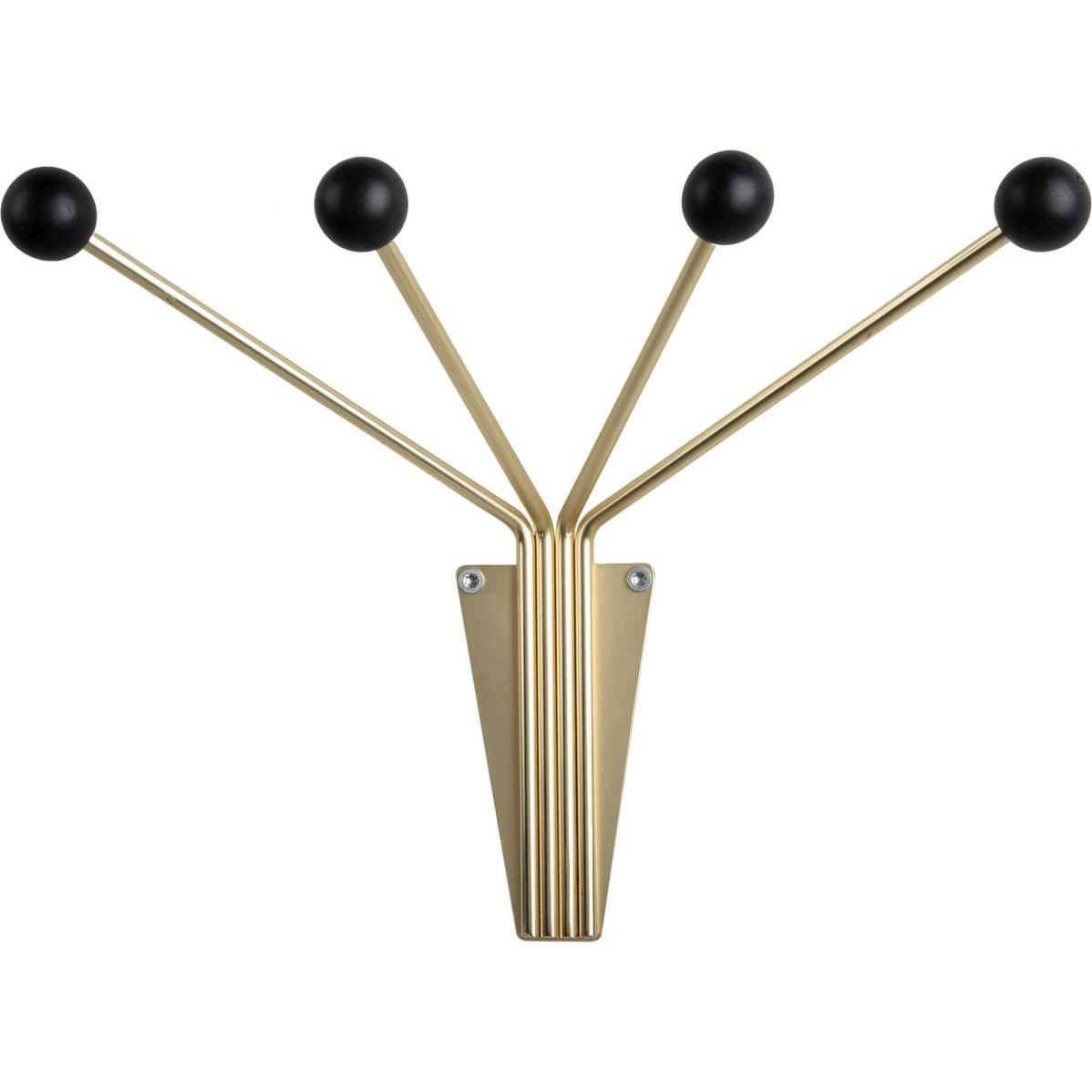 present time, Garderobe + Kleiderhaken, Wandhaken Neptune Small 4 Haken, Gold/Schwarz, Bewusste