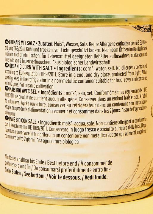 Nährwerte und Zutaten KoRo Bio Mais mit Salz (1680 g)