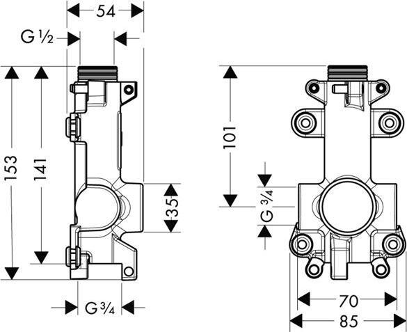 Produktbild Axor Grundkörper/Wasserführung STARCK für Ablage Unterputz 12x12