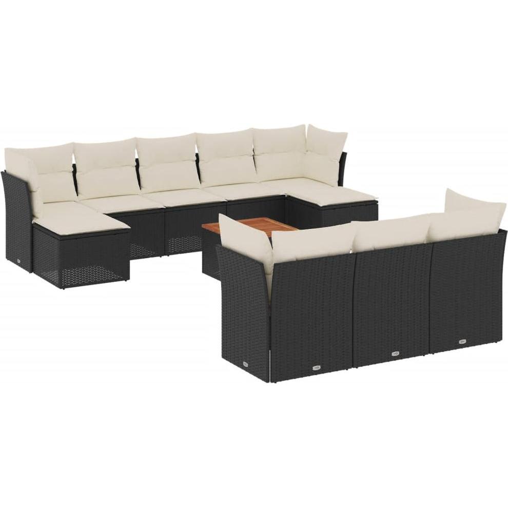 VidaXL, Gartenlounge, Gartenmöbel Sofa Garnitur Lounge Sitzgruppe 11-tlg. Schwarz Poly Rattan