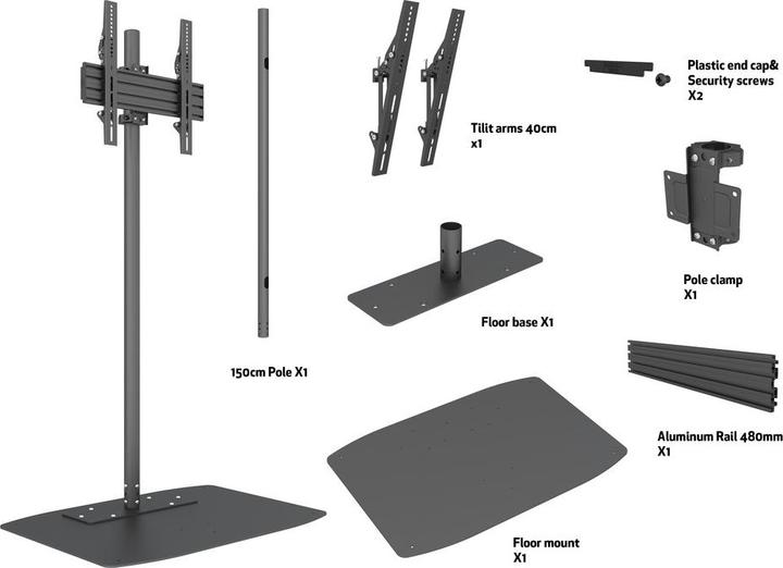 Image du produit Multibrackets Support au sol 1x, 32"-65", acier/aluminium (50 kg, 32" - 65")
