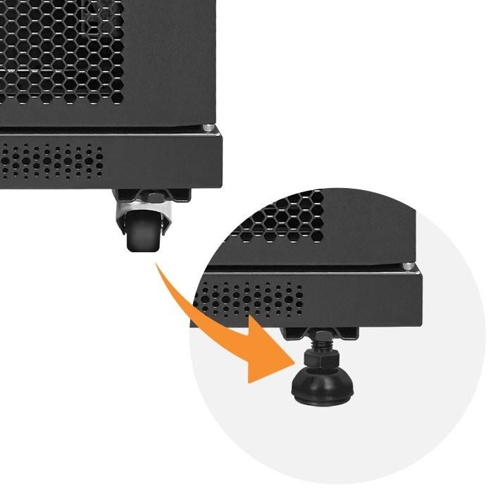 Produktbild Qoltec Szafa RACK 19" | 15U | 600 x 600 x 855 | hartowane drzwi | stojąca | nóżki + kółka | stalowa (15 HE, 19 Zoll Rack)