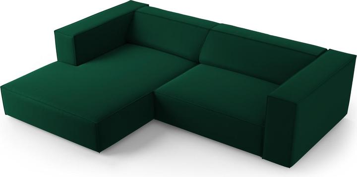 Actual product image Cosmopolitan Design Velvet Left Corner Sofa, "Arendal", 3 Seats, Bottle Green, 224x166x70 Made in Europe (Corner sofa)