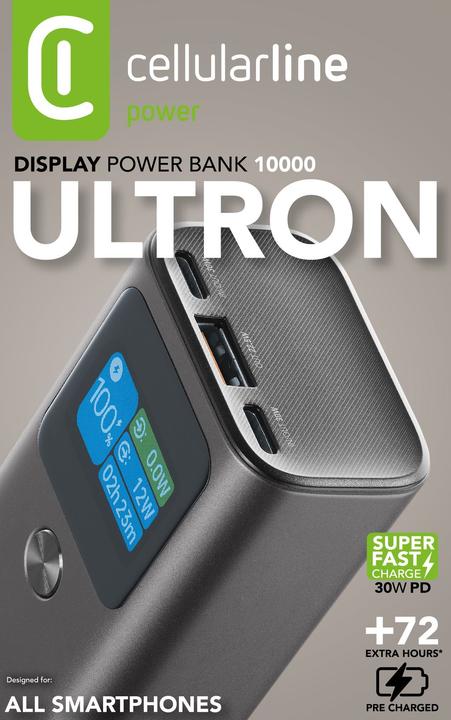 Actual product image Cellularline CELLULAR LINE Ultron 10000 (10000 mAh (10000 mAh, 30 W, 37 Wh)