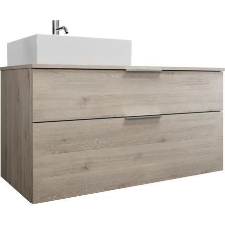 burgbad, Badmöbelset, Eqio Keramik-Aufsatzwaschtisch links, quadratisch, inklusive Waschtischunterschrank, Breite