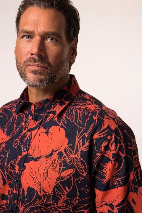 Actual product image JP1880 JP 1880 linen-blend shirt, short sleeve, Kent collar, all-over print, modern fit, up to 8 XL (XL)