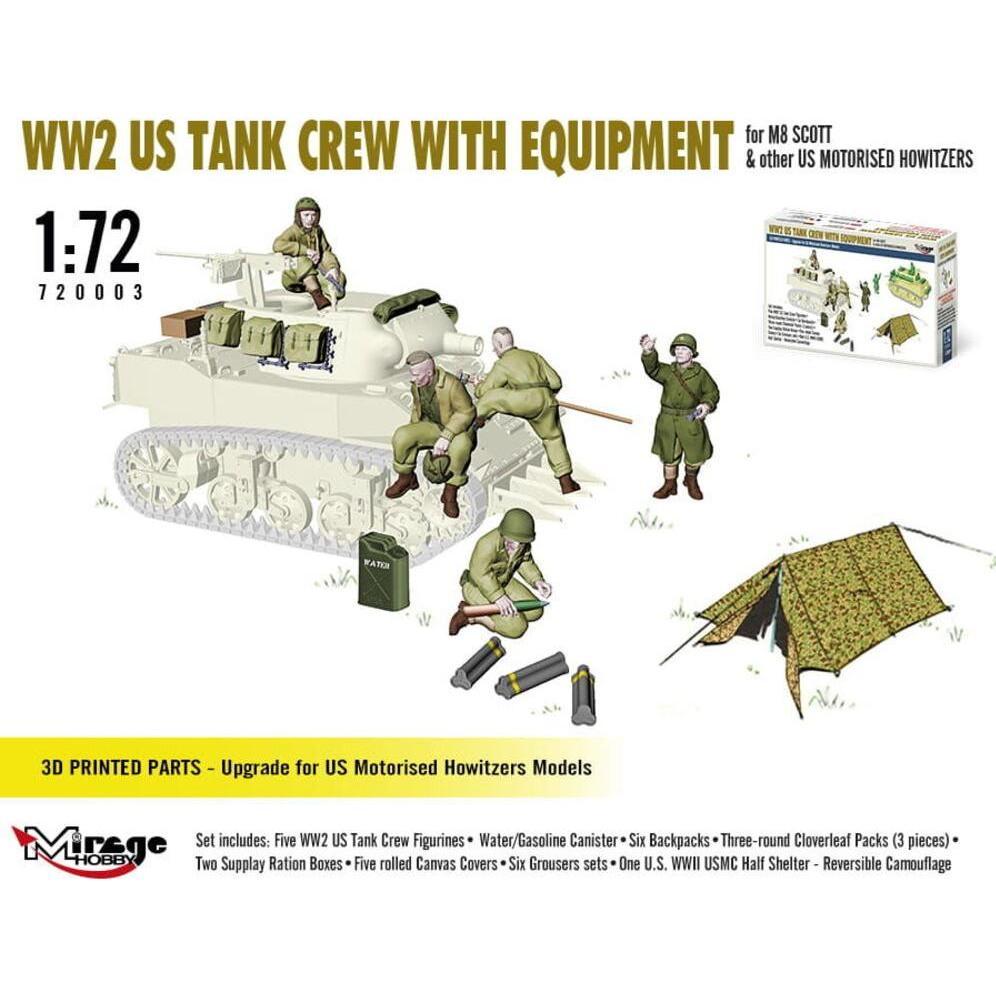 Mirage Hobby WW2 US TANK CREW WITH EQUIPMENT for M8 SCOTT & other US MOTORISED HOWITZERS
