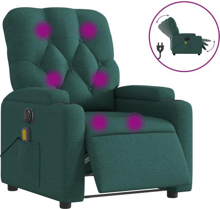 Image du produit vidaXL Fauteuil de massage Fauteuil de relaxation électrique Vert foncé Tissu