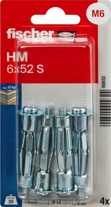 Produktbild Fischer Hohlraum-Metalldübel HM 6x52 S K (4 Stk.)