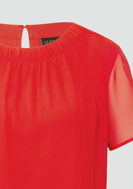 Produktbild s.Oliver Bluse Chiffon-Bluse mit Rundhalsausschnitt und Kurzarm (48)
