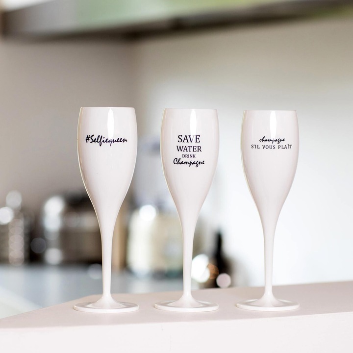 Produktbild Koziol Sektglas 100 ml mit Druck CHEERS No. 1 SELFIEQUEEN (10 cl, 1 Gläser, Sektgläser)