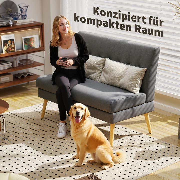 Produktbild Homcom Sofa Polyester, Kautschukholz Dunkelgrau (2-Sitzer)