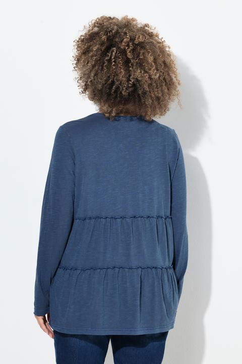 Actual product image Ulla Popken Ruffled Flounce Panel Long Sleeve Tee (50, 52)