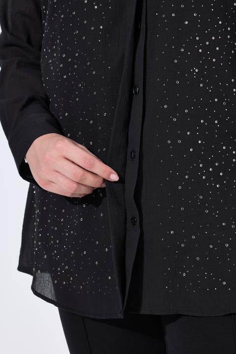 Immagine prodotto Ulla Popken Blusa con decorazioni, collo da camicia e maniche lunghe (54)