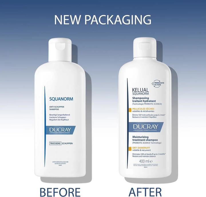 Produktbild Ducray Kelual Squanorm Dry Dandruff Regulating Shampoo 400ml (Flüssiges Shampoo, 400 ml)