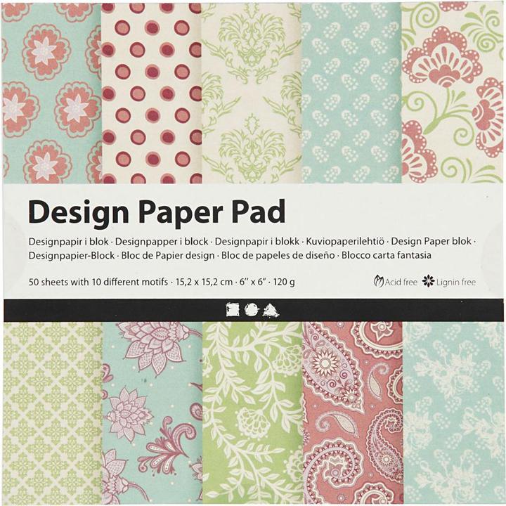 Immagine prodotto Creativ Company Blocco carta design verde menta/viola, 50 fogli (120 g/m², 50 x)
