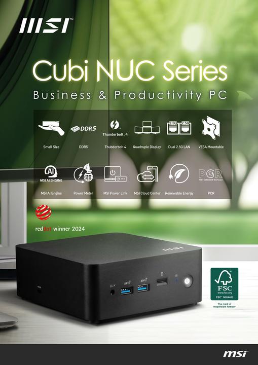Produktbild MSI Cubi NUC 1M i7 150U BB (Intel Core 7 150U)