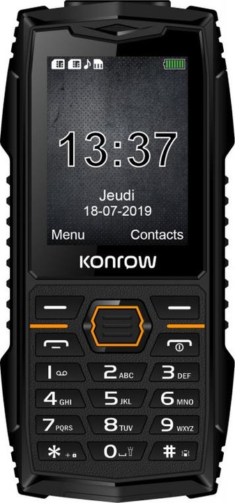 Konrow Stone Plus - Téléphone Antichoc Certifié IP68 - 2.4" - Double Sim - Noir (2.40", 2G)