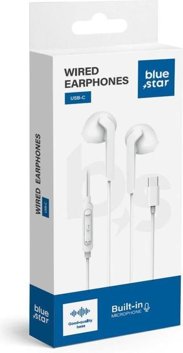 Produktbild BlueStar Kabelgebundene Kopfhörer Blue Star Wire earbuds USB C (DAC) Blue Star PA-M15C-R 1,2 m weiss (Kabelgebunden)