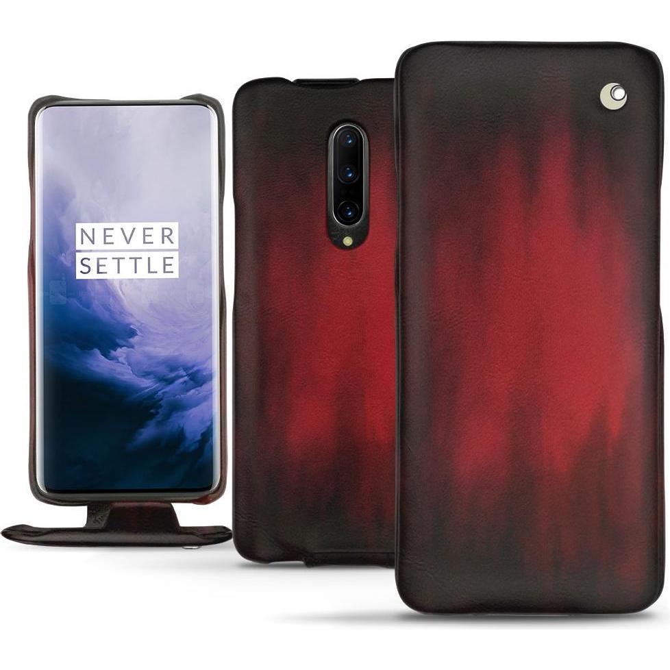Noreve Lederschutzhülle vertikal (OnePlus 7 Pro), Smartphone Hülle, Rot
