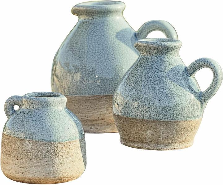 Image du produit Loberon Set de 3 vases Lezíria bleu clair (3 x, 12 x 12 cm, 21 x 20 cm, 16 x 16 cm, 2.35 l)