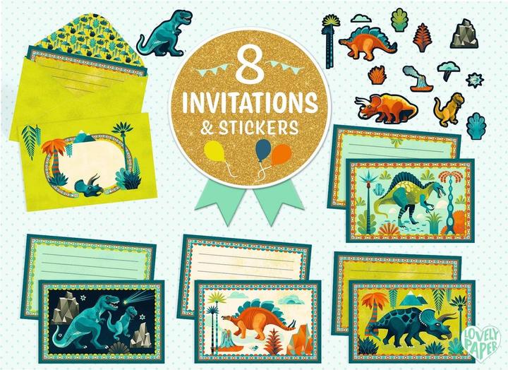 Image du produit Djeco Einladungskarten-Set Dino (8 pcs)