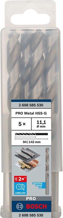 Image du produit Bosch Professional Zubehör Foret hélicoïdal PRO Metal HSS-G, 11,1 x 94 x 142 mm (11,1 mm)