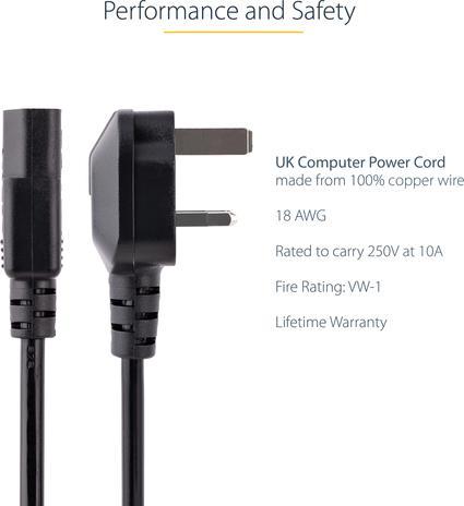 Actual product image StarTech Cold device plug power cable 3m - C13 to BS 1363 mains connection cable (3 m, BS 1363)