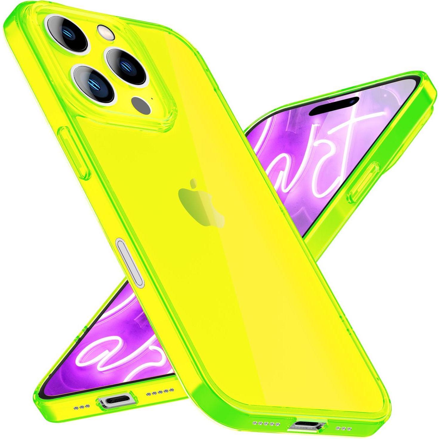 Thumbnail - Nalia Klar Transparente Neon Silikon Hülle (Apple iPhone 16 Pro Max), Smartphone Hülle, Gelb