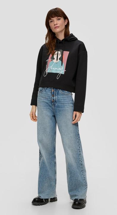 Produktbild s.Oliver Sweatshirt Verkürzter Hoodie mit Frontprint (36)
