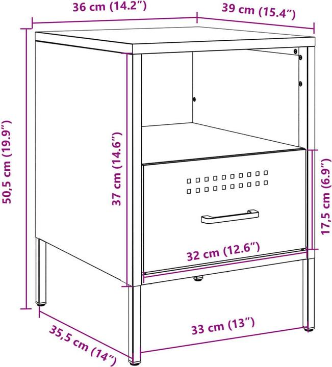 Immagine prodotto vidaXL Nachttisch (36 x 39 x 50.50 cm)
