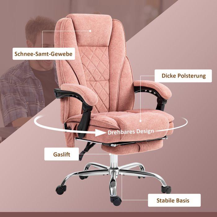 Produktbild Swisshandel24 Ergonomischer Bürostuhl mit Massagefunktion, Fussstütze, drehbar, rollbar, Rosa