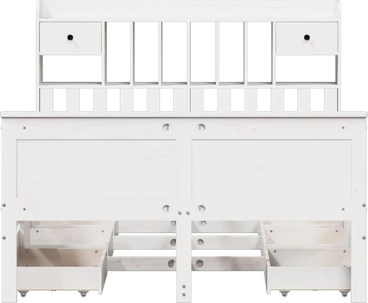 Actual product image vidaXL Solid wood bed Wooden bed Double bed Bed frame White 150x200cm Pine (150 x 200 cm)