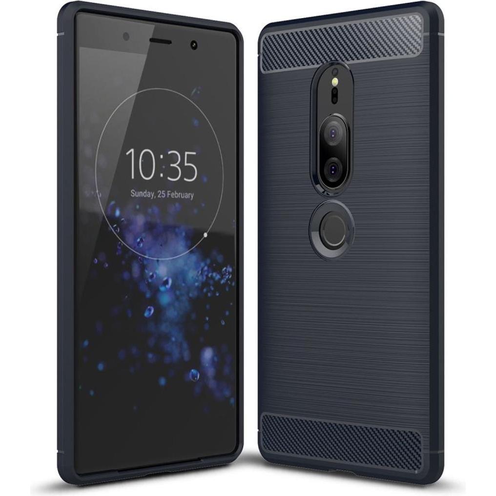 König Design Sony Xperia XZ2 Premium Case Carbon Fiber Optik Schutz Hülle Cover Bumper Blau (Sony Xperia XZ2 Premium), S...