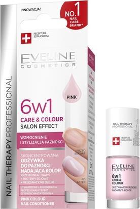 Actual product image Eveline Nail Therapy 6In1 Care & Colour Nail Conditioner Pink 5Ml (5 ml)