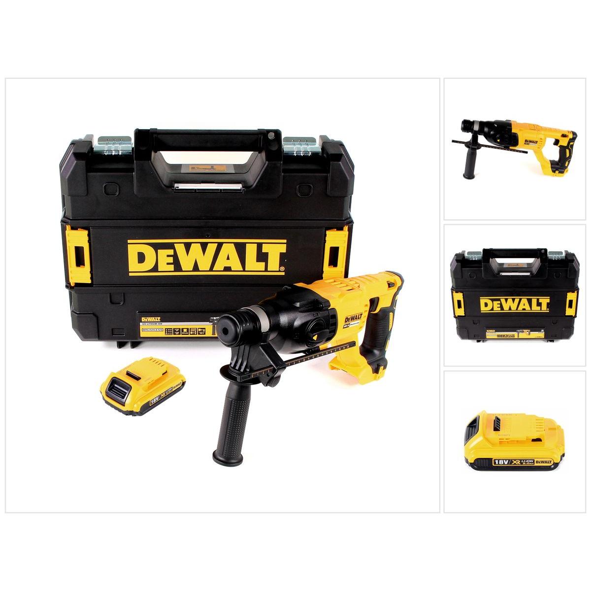 DeWalt, Bohrmaschine + Akkuschrauber, DCH 133 NT Akku Kombihammer 18V 2,6J SDS plus Brushless + 1x Akku 2,0Ah + TSTAK - ...
