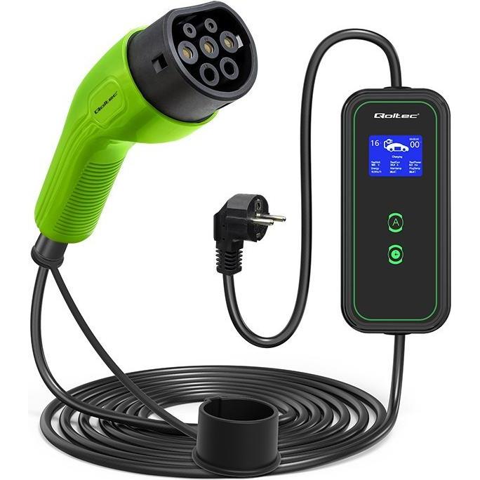 Thumbnail - Qoltec, Elektroauto Ladestation, 52470 (Typ 2, 3.50 kW, 16 A, CEE 7/7)