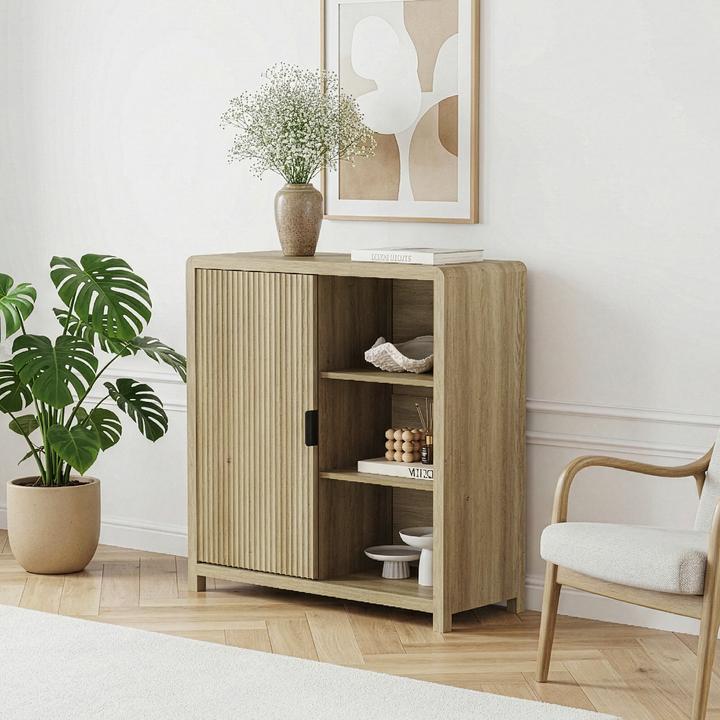 Image du produit En.Casa Kommode Lukkodso 82x75x30 cm Eicheoptik, mittelhell (75 x 30 x 82 cm)