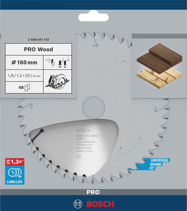 Immagine prodotto Bosch Professional Zubehör Lama circolare per legno PRO, 160 x 1,8 x 20 mm