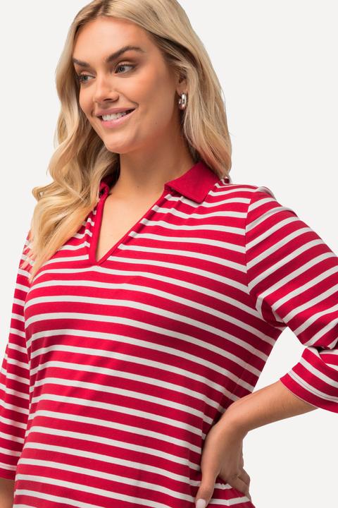 Immagine prodotto Ulla Popken Maglia polo con righe, scollo a V e maniche a 3/4 (58)