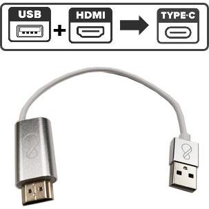 Thumbnail - Ochno adapter from HDMI + USB-A to USB-C 0,2m (USB-A, USB Typ-C, 4.40 cm), Data + Video Adapter, Weiss