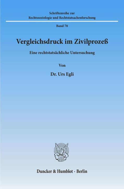 Produktbild Vergleichsdruck im Zivilprozess (Deutsch, Urs Egli, 1996)