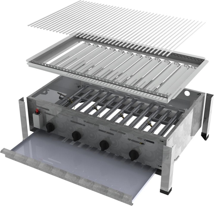 Produktbild ChattenGlut Gasbräter 4-flammig mit Einzelne Edelstahlstäbe als Rost (18 kW)
